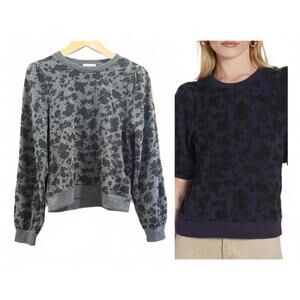 Goldie Puff Sleeve Rococo Print Grey Sweatshirt